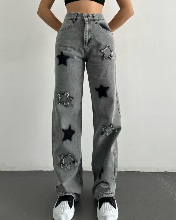 GRIS DOUBLE STAR WIDE LEG PANT