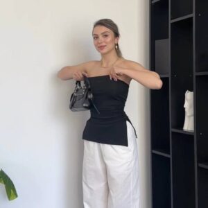CLARET STRAPLESS BLOUSE
