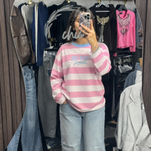 pull a RYURE rose et blanc